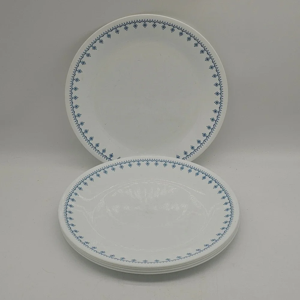 5 Corelle SNOWFLAKE BLUE GARLAND Lunch Salad Plate 8.5